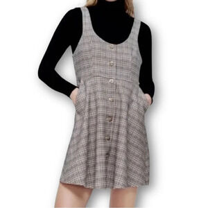 ZARA NWOT Orange and Black Plaid Button Down Dress